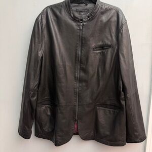 John Varvatos Luxe Black Lambskin Leather Jacket, Size XL